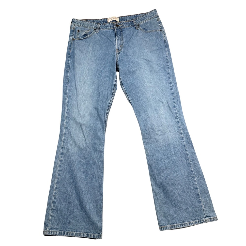 Levi Strauss Signature Stretch Low Rise Bootcut Jeans Blue Wash Size 14M 36x32